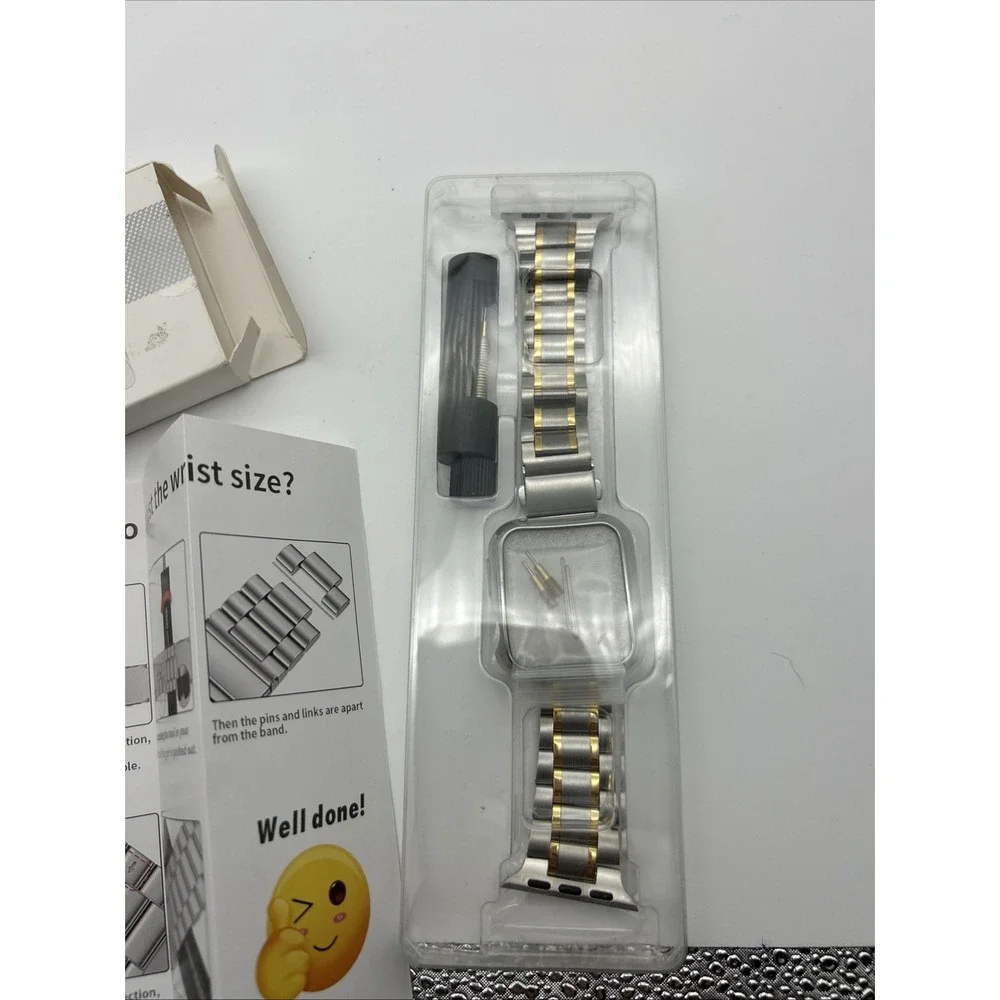 MioHHR Thin Stainless Steel Silver/ Gold Colored Smart Watch Band 38/40/45 mm